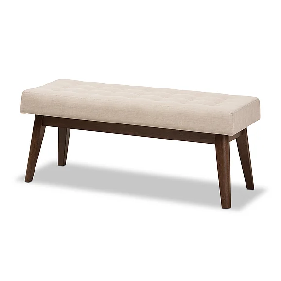 Baxton Studio Elia Light Beige Button-Tufted Bench 7565