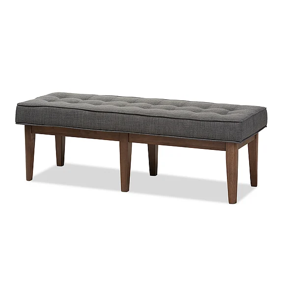 Baxton Studio Lucca Dark Grey Button-Tufted Bench 7567