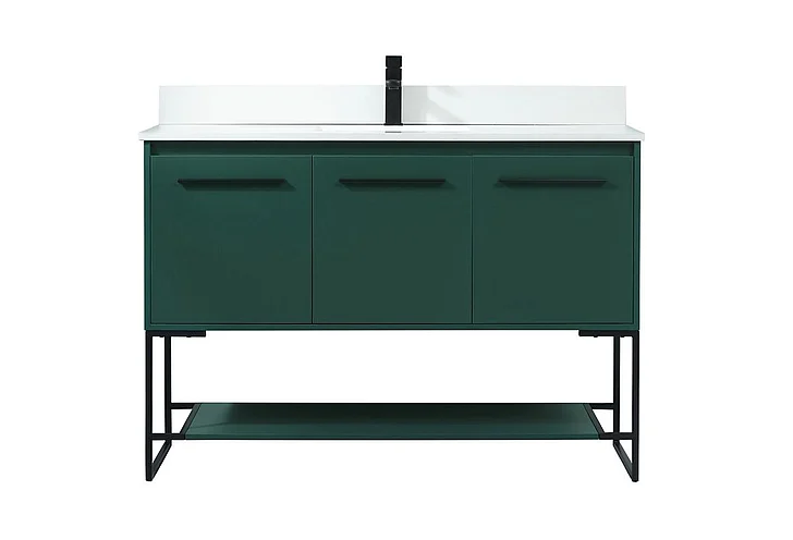 Elegant 48 In. Single Bathroom Vanity in Green with Backsplash VF42548MGN-BS CLOSEOUT