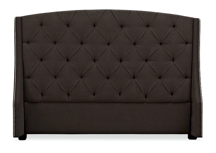 Bernhardt Interiors Jordan Button-Tufted Wing Queen Headboard Bed in Espresso