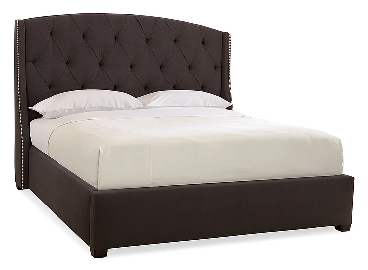 Bernhardt Interiors Jordan Button-Tufted Wing Cal King Bed with Taller Headboard in Espresso