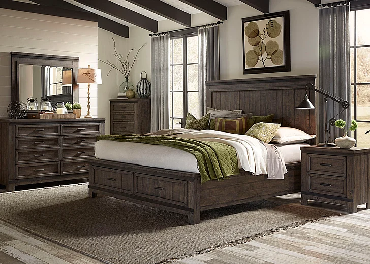 Liberty 4-Piece Thornwood Hills Storage Panel Bedroom Set in Rock Beaten Gray