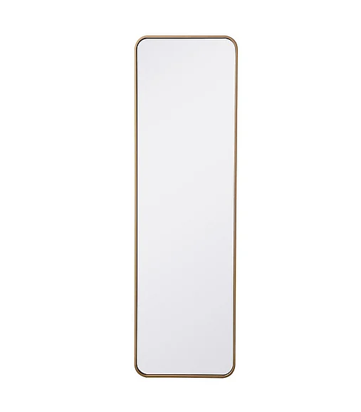 Elegant Soft Corner Metal Rectangular Mirror 18X60 In. in Brass MR801860BR