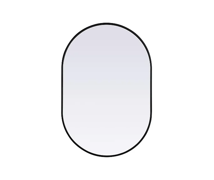Elegant Metal Frame Oval Mirror 27X40 In. in Black MR2A2740BLK