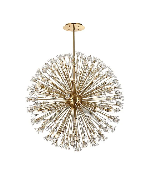 Elegant Vera 50 In. Crystal Starburst Round Pendant in Gold 2500D50SG