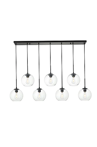 Elegant Baxter 7 Lights Black Pendant with Clear Glass LD2230BK