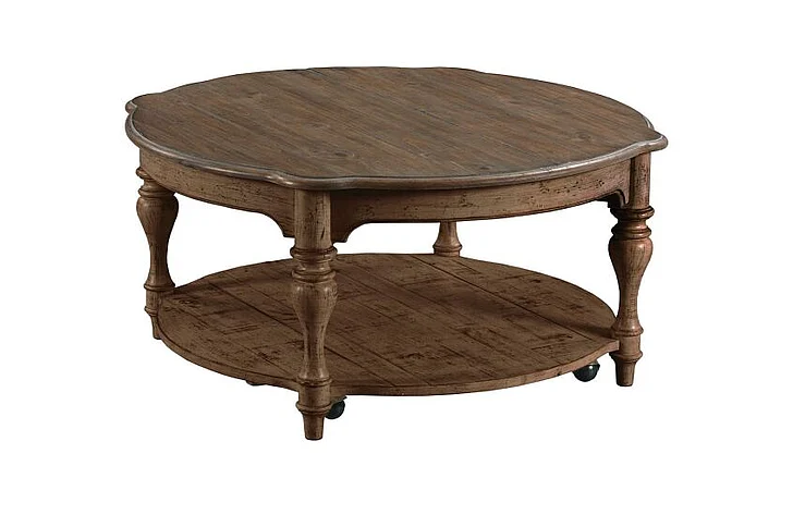 Kincaid Weatherford-Cornsilk Bolton Round Cocktail Table in Brown 76-024