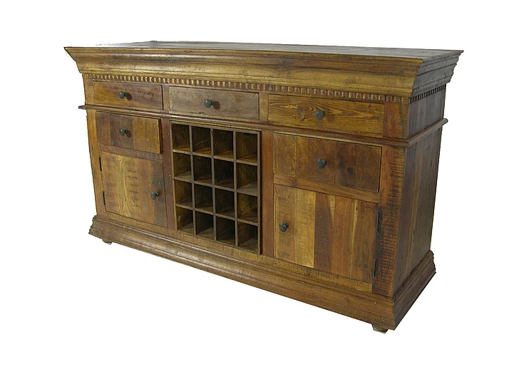Moti Furniture Sedalia 5-Drawer Wine Buffet in Brown