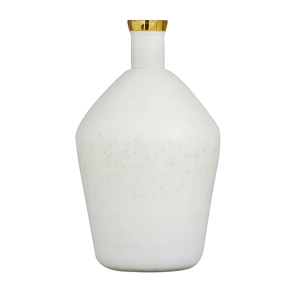 UMA White Glass Decorative Vase with Gold Rim, 9" x 9" x 15" | 76028 CLOSEOUT