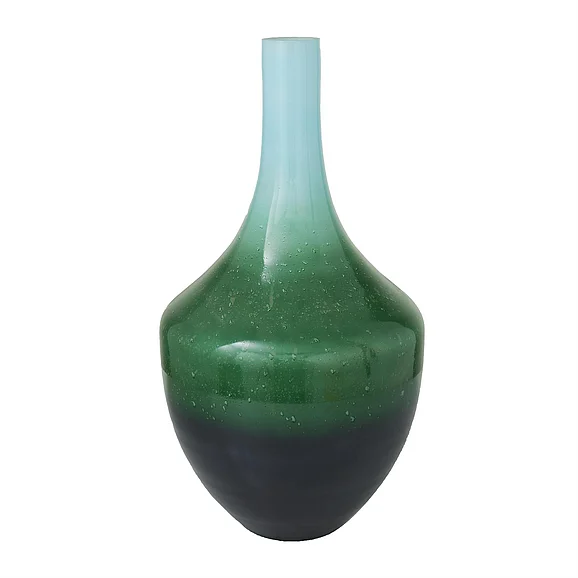 UMA Green Glass Ombre Decorative Vase, 12" x 12" x 22" | 76036 CLOSEOUT
