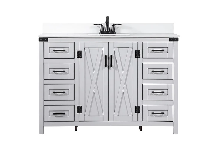 Elegant 48 In. Single Bathroom Vanity in Grey with Backsplash VF90248GR-BS