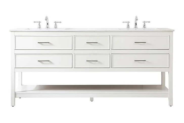 Elegant 72 In. Double Bathroom Vanity in White VF19072DWH
