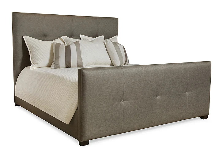 Bernhardt Interiors Derrick Tufted Cal King Bed w/ High Footboard in Espresso