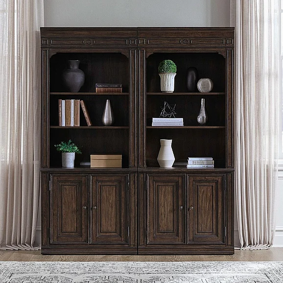 Liberty Furniture Provence Park 2pc Bunching Bookcase in Chateau Brown 765-HO201