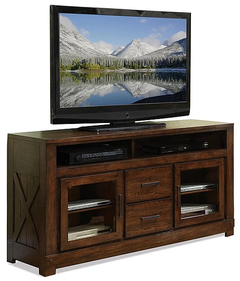 Riverside Windridge Glass Door-TV Console in Sagamore Burnished Ash 76540