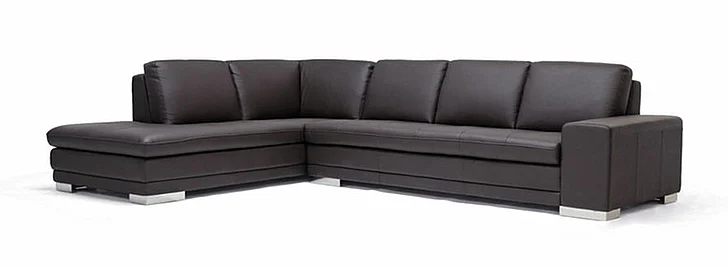 Baxton Studio Callidora Leather-Leather Match Sofa Sectional Reverse in Dark Brown