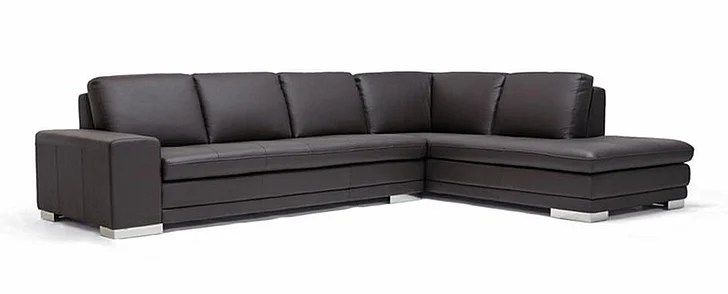 Baxton Studio Callidora Leather-Leather Match Sofa Sectional in Dark Brown