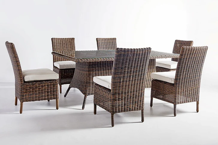 South Sea Outdoor Del Ray 7-Piece Rectangular Dining Set in Chestnut