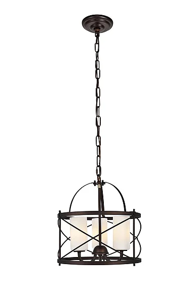 Elegant Wren Collection Pendant D15.8 H17.3 LT:3 Dark Copper Brown and Frosted White Finish LD5013D16DCB CLOSEOUT