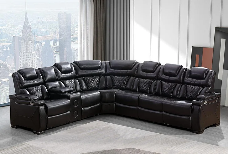 Massa Gallery L472 Power Reclining Sectional in Black L472-Sectional