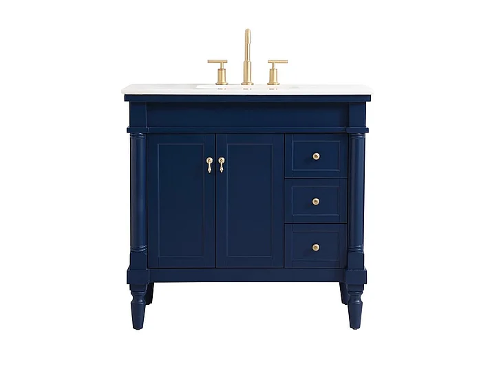 Elegant 36 In. Single Bathroom Vanity in Blue VF13036BL