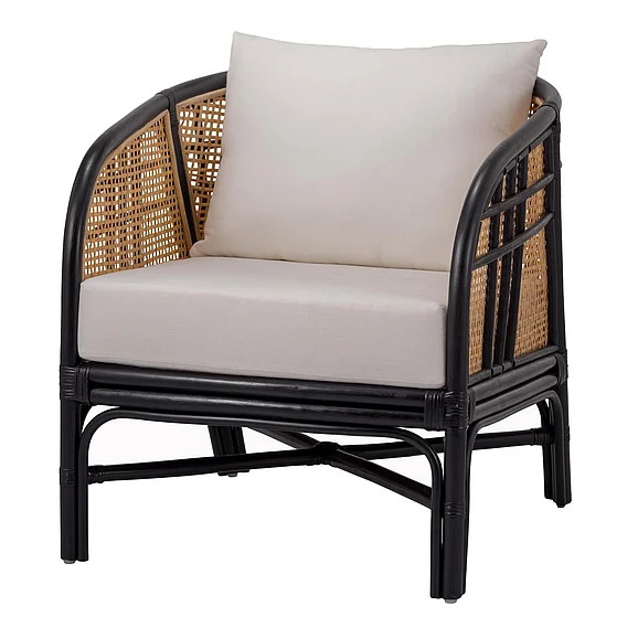 NPD Ferrara Rattan Accent Arm Chair, Black/ Natural 7400030
