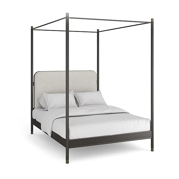 Caracole Classic Campaign King Bed with Canopy in Brushed Deep Bronze, Champagne Gold CLA-024-126