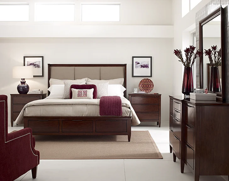 Kincaid Elise Solid Wood Spectrum Storage Bedroom Set in Amaretto