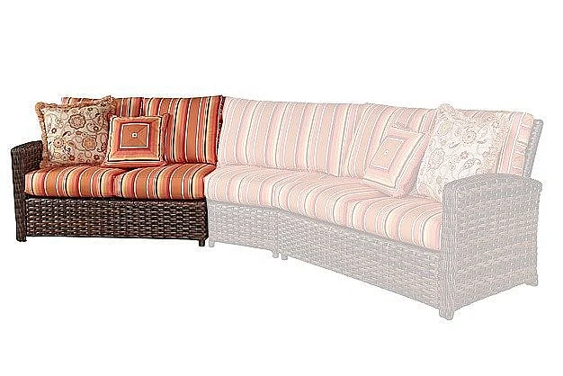 South Sea Outdoor Huntington LSF Sectional One Arm Loveseat in Frame Hazlenut Finish 77262-HZN
