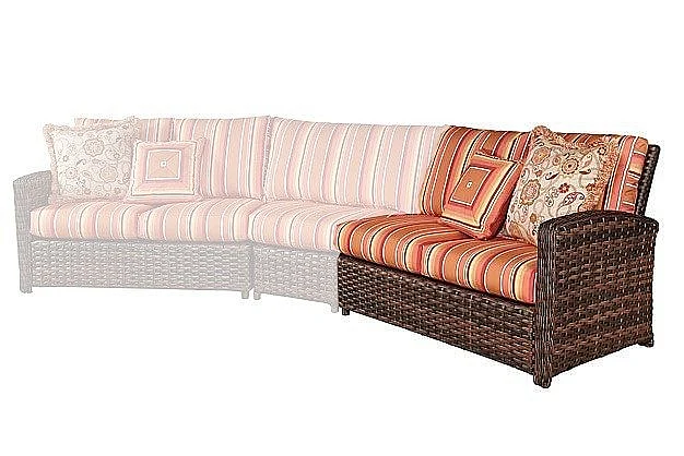 South Sea Outdoor Huntington RSF Sectional One Arm Loveseat in Frame Hazlenut Finish 77272-HZN