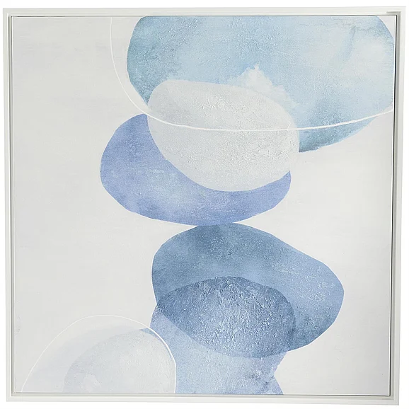 UMA Blue Canvas Abstract Overlapping Circle Living Room Framed Wall Art with White Frame, 37 x 1 x 37 | 77479
