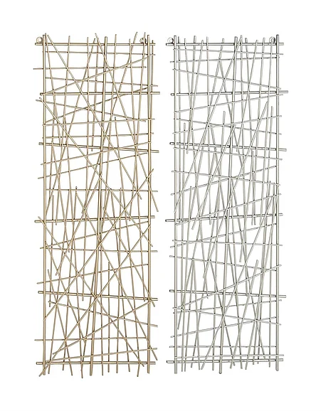UMA CosmoLiving by Cosmopolitan Multi Colored Metal Geometric Metallic Overlapping Linear Home Wall Decor, 2 Assorted 13"W, 36"H | 77598