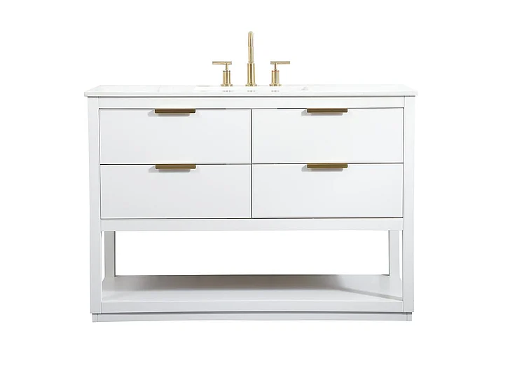 Elegant 48 In. Single Bathroom Vanity in White VF19248WH