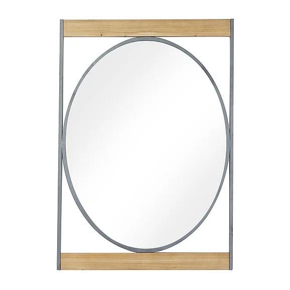 UMA Brown Metal Wall Mirror with Oval Center, 28" x 2" x 40" | 77907