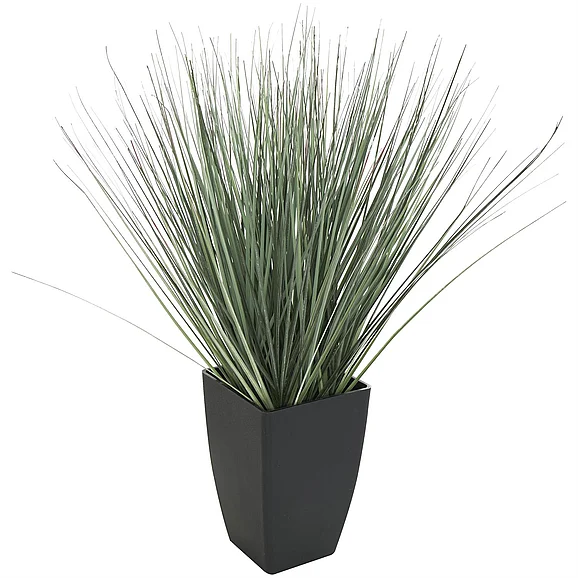 UMA Green Faux Foliage Onion Grass Indoor Outdoor Artificial Plant with Black Plastic Pot, 16" x 15" x 19" | 77982