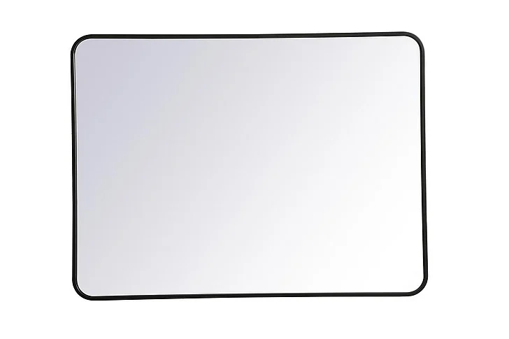 Elegant Soft Corner Metal Rectangular Mirror 30X40 In. in Black MR803040BK