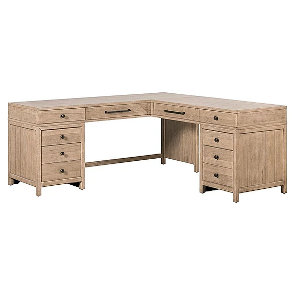 Liberty Furniture Proximity Place L Shaped Desk Set in Barley Buff