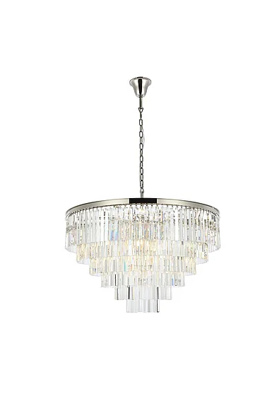 Elegant Sydney 33 Light Polished Nickel Chandelier Clear Royal Cut Crystal 1201D44PN/RC