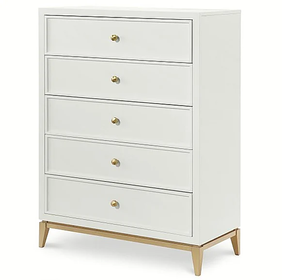 Legacy Kids Chelsea by RR Drawer Chest in White with Gold Accents N7810-2200C