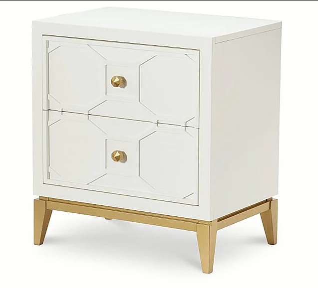 Legacy Kids Chelsea by RR Night Stand w/Decorative Lattice in White with Gold Accents N7810-3101