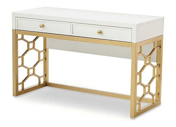 Legacy Kids Chelsea by RR Desk/Vanity in White with Gold Accents N7810-6100
