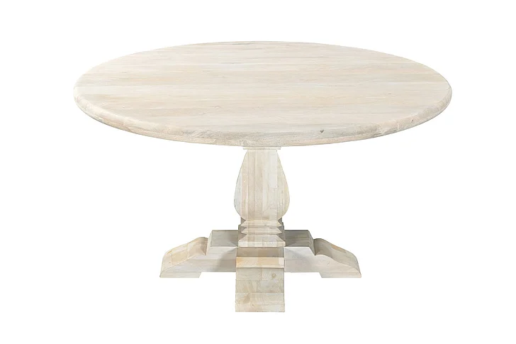 Moti Furniture Benedict 55" Round Dining Table - White Wash 78102009