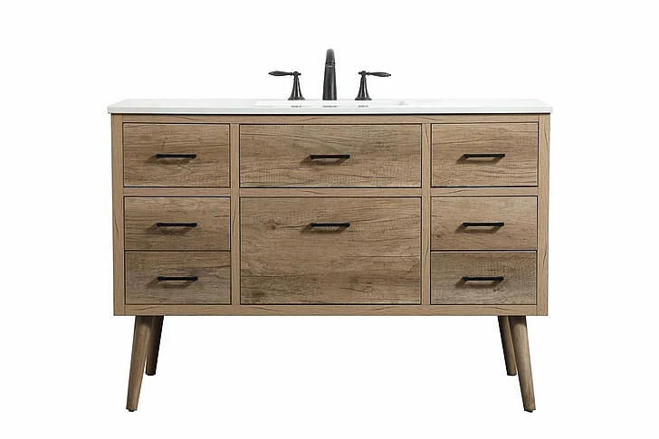 Elegant 48 In. Single Bathroom Vanity in Natural Oak VF41048NT