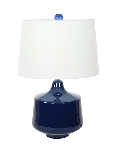 UMA Blue Porcelain Ceramic Room Table Lamp with Drum Shade, | 78494