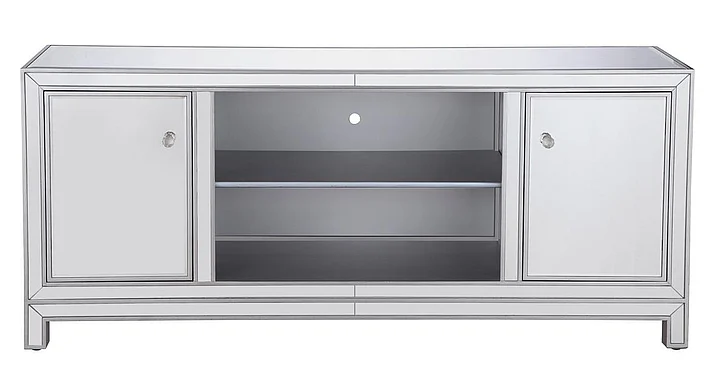 Elegant 60 In. Mirrored TV Stand in Antique Silver MF701S
