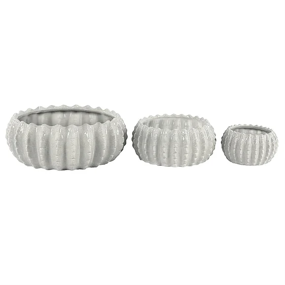 UMA White Ceramic Indoor Outdoor Planter, (Set of 3) 17, 11, 8W | 78691