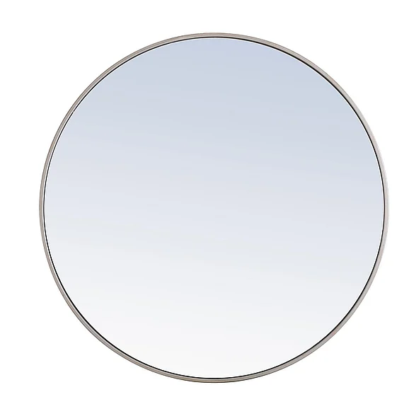 Elegant Metal Frame Round Mirror 36 In. Silver Finish MR4043S