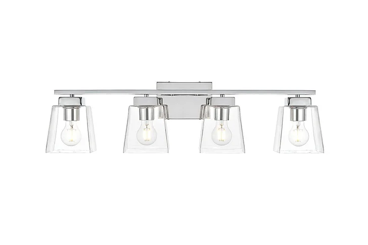 Elegant Merrick 4 Light Chrome and Clear Bath Sconce LD7312W32CH CLOSEOUT