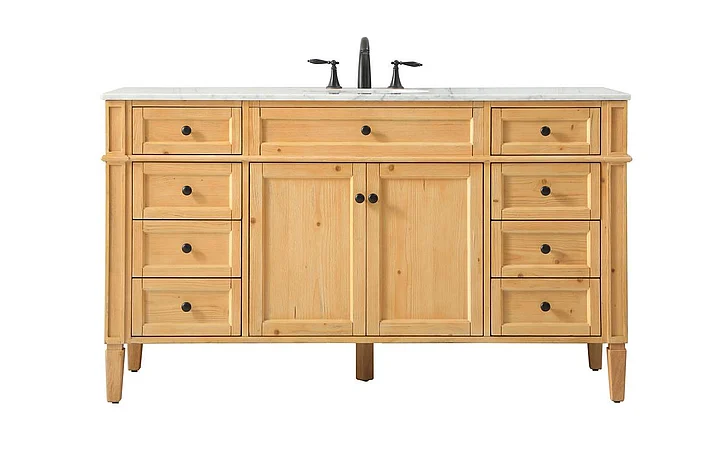 Elegant 60 In. Single Bathroom Vanity in Natural Wood VF12560NW