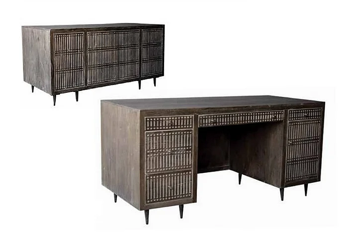 Moti Furniture Sarra Executive Desk in Antique Brown